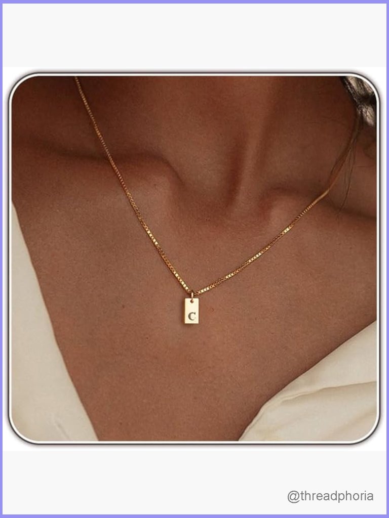 14k Gold Plated Letter Initial Necklace Dainty Pendant